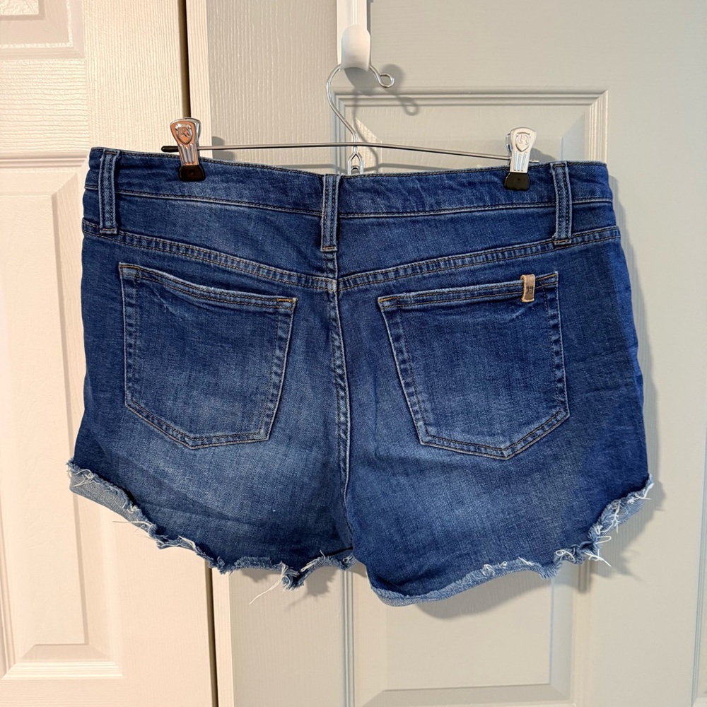Joe's Jeans Dark Blue Frayed Hem Denim Shorts - Picture 2 of 4